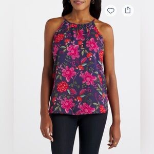 Paper Moon - Floral Halter Neck Top - Pink and Purple